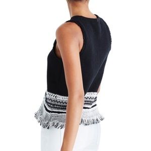 Madewell Black White Fringe Sweater Tank Top (M)